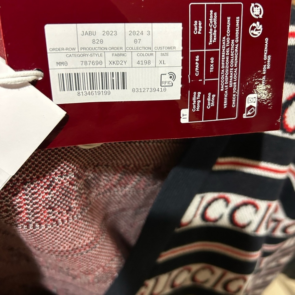 Men's Gucci logo, cotton jacquard cardigan in ink, red and white size XL - Picture 8 of 12